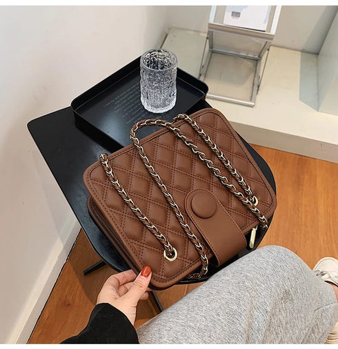 Argyle Pu Leather Flap Crossbody Shoulder Bag